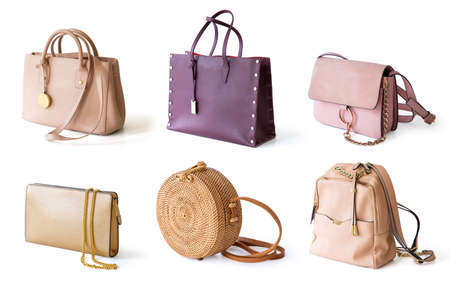Set of women hand bags isolated on white backgroundの写真素材