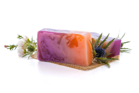 Hand made natural soap bar isolated on white