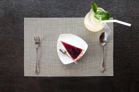 Blueberry Cheesecake and Lemonadeの写真素材