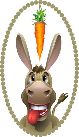 Donkey, running after a carrotのイラスト素材