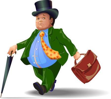 The fat man holding a briefcase.のイラスト素材