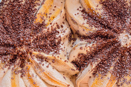 Delicious chocolate dessert. Austrian dessert, chocolate ice cream, close-up.の写真素材