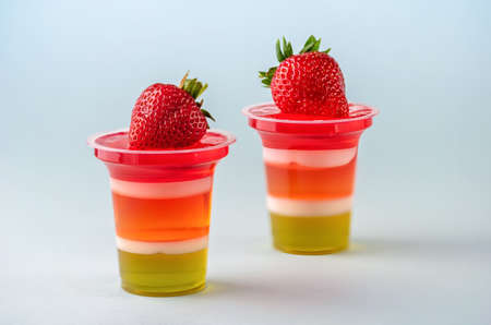 Homemade fruit jelly. Delicious berry dessert. Close-up.の写真素材