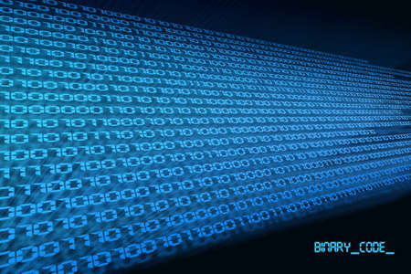 blue black background binary code zero & oneの写真素材