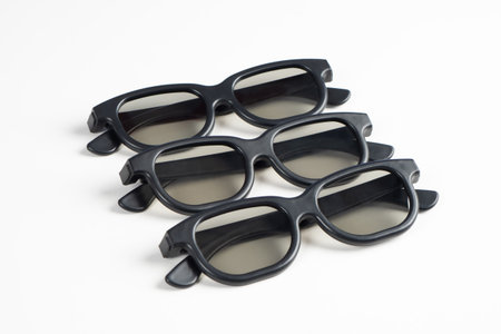 3D glasses.View 3D movie theater.Concept - Sale of 3D films.Glasses white...