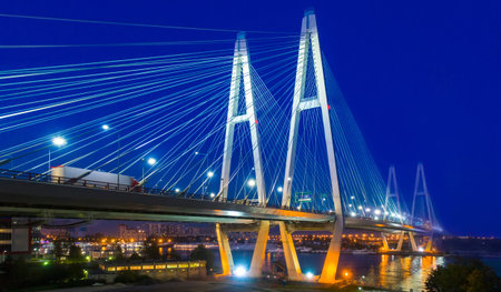 Bridges of Petersburg. The Bolsheokhtinsky Bridge. Panorama of Russia. Russian federation. Bridge...