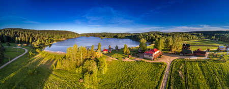 Panorama of Karelia. The Republic of Karelia in the summer. Russian Federation. Panorama of nature from a height. Russiaの写真素材