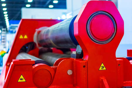 Bending machine for metal. Sheet metal processing. Bending sheet metal. Press for sheet iron.の写真素材