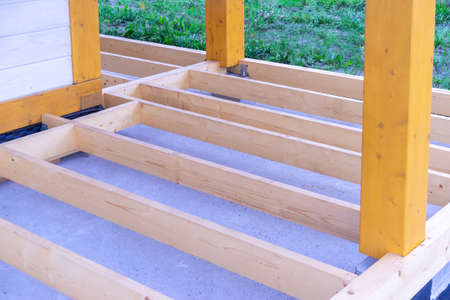 the construction of verandas. Construction of the veranda. Addition to the house.の写真素材