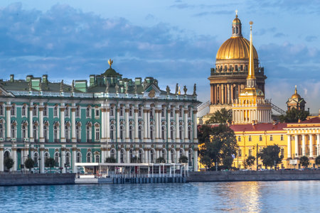 Saint Petersburg. Russia. Saint Isaac's Cathedral. View of the Winter Palace. St. Petersburg from the Neva River. Museums of Russia. Architecture of Petersburg.のeditorial素材