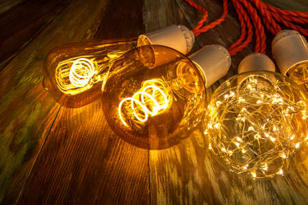 Vintage lamps. Retro lamps. Lamps with spirals.の写真素材