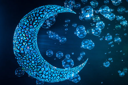 Mirror month. Bubble. Fantastic decoration. Crescent.