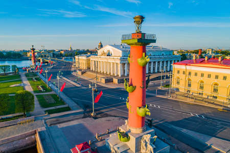 Russia. Petersburg. Vasilievsky Island. Rostral columns. Architecture of Petersburg. Spit of Vasilyevsky Island. Cities of Russia.の写真素材