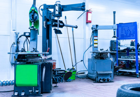 Repair of wheels. Equipment for tire fitting. Car tire repair.