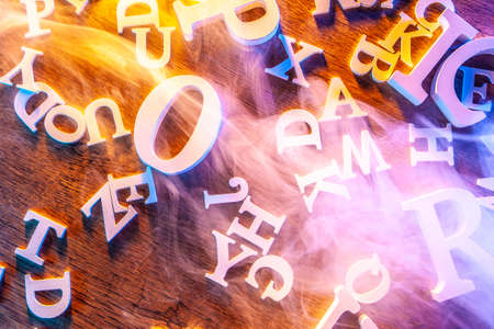 background of letters. The concept of three-dimensional letters of the alphabet. English letters.の写真素材