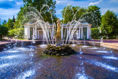 Sunny day. Parks of the suburbs of St. Petersburg. Russia. The city of Peterhof.の写真素材