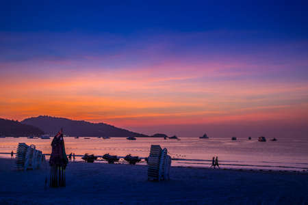 Sunset in Thailand. Phuket Island in the evening. evening beach in Thailand.の写真素材