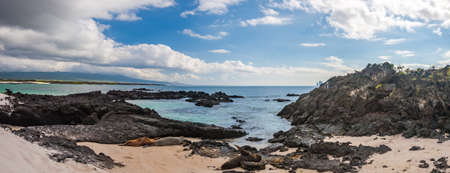 The Galapagos Islands. Panorama of the Galapagos Islands from the height of the island of Bartolome, Galapagos. Ecuador. Panorama of the beach of the Galapagos Islands.の写真素材