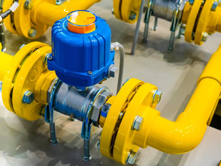 Fuel industry. Electric drive for gas pipes. Electric valve on the pipeline. Equipment for the...