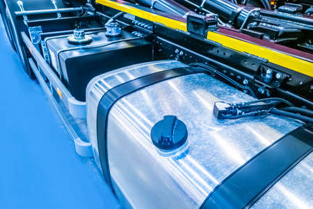 Fuel tank car. Gas tank inside. Refueling in the car. Fuel system of the car. The car structure. Automotive industry. Car service.の写真素材