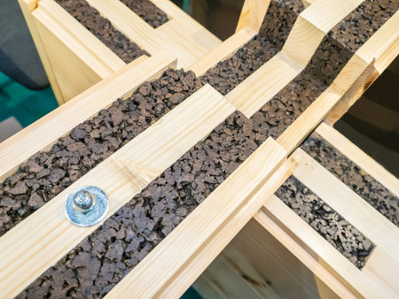 Beam with a layer of expanded clay. Timber with insulation inside. Insulated glued timber. Roofing...