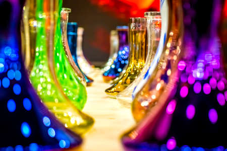 bottles of hookahs. Disassembled hookah. Accessories for hookahs.の写真素材