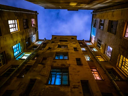 St. Petersburg. Russia. Yard well Petersburg. Old courtyard. Yellow house. Streets of Petersburg. Cities of Russia. Walks on Peter.の写真素材