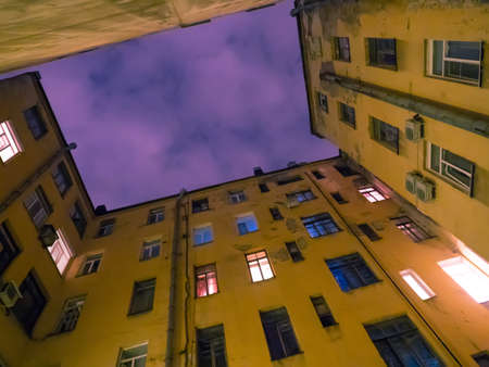 St. Petersburg. Russia. Yard well Petersburg. Old courtyard. Yellow house. Streets of Petersburg. Cities of Russia. Walks on Peter.の写真素材
