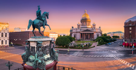 Saint Petersburg. Panorama. Russia. Saint Isaac's Cathedral. Architecture of Russia. Panorama of St. Petersburg. St. Isaac's Square. Architecture of Petersburg.のeditorial素材