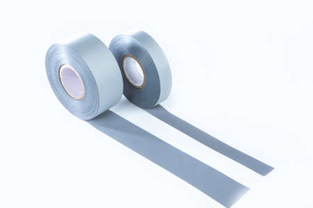 Reflective tape. Tape for contour marking of transport. Tape to identify the dimensions of the transport. Signal light reflectors.の写真素材