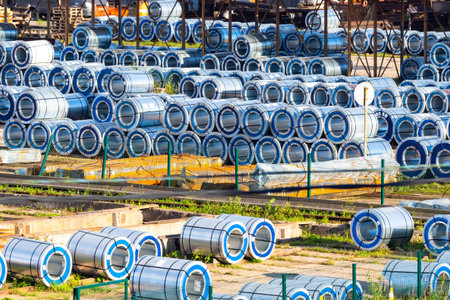 Production of metal sheet. Steel. Sale of metal. Rolls of sheet iron. Metalcutting enterprise. The...