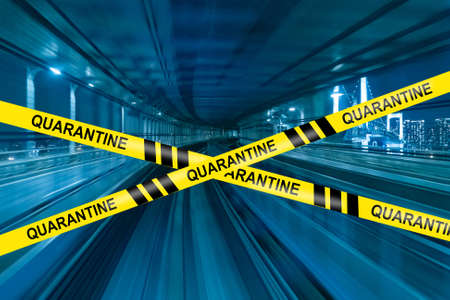 The Expressway is closed due to quarantine. Traffic restrictions on roads due to the coronavirus quarantine. Measures to reduce the incidence of Covid-19. Self-limiting mode.の写真素材