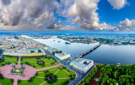 Panorama of St. Petersburg. City from a height. Center of Petersburg. Cities of Russia. Summer day. The prospect of the river Neva. Saint Petersburg.の写真素材