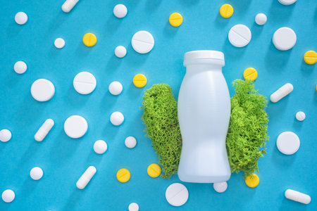 Probiotics for improving the body. Prevention of dysbacteriosis. Yogurt with beneficial bacteria....