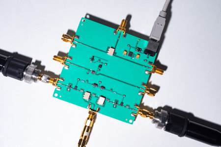 Electronic industry. Printed circuit Board and connectors close-up. Plugs and connectors. The Board...