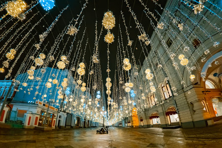 Russia in Christmas. The streets of Moscow in Illumination. Excursion through the streets of the...