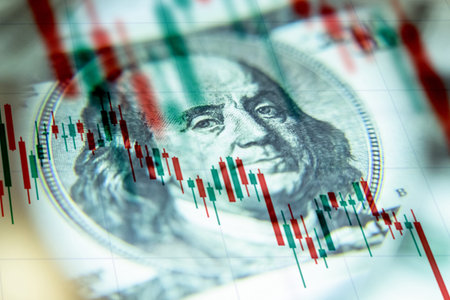 The us dollar against the background of a declining chart. US economy. The economic crisis in...