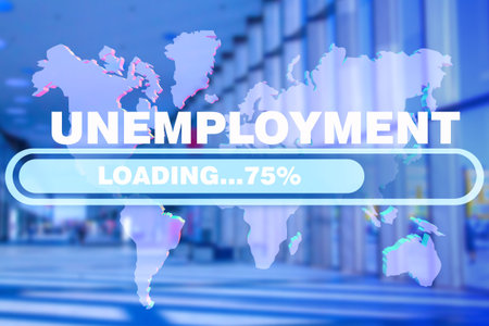 Unemployment in the world. Data on the unemployment rate against the background of the world map....