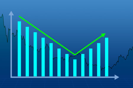 Charts symbolize a rebound in the market. Charts show growth again. The fall turned into growth....