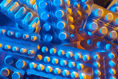 Pills as a symbol of health. Concept - Pharmaceutical industry. Concept - resistance to antibiotics....