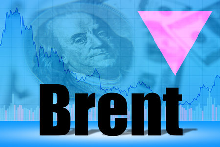 Brent. Slowdown in oil production. Crude oil price fall. Portrait of Franklin as a symbol of price...