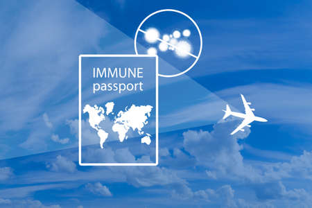 Coronavirus and travel. An immune passport for travelers with immunity to coronavirus. Medical confirmation of immunity to Covid-19. Protection against the spread of coronavirus. Health care.の写真素材