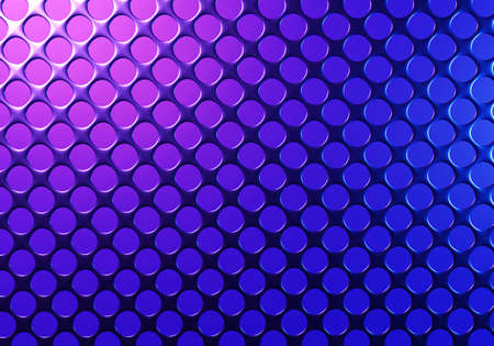 3d geometric background of circles. Blue fantasy background. Pattern of painted metal mesh. A pattern of circles with one illuminated corner. Blue wallpaper with geometric shapes.の写真素材