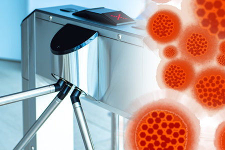 Turnstile Concept - the entrance to the virus is closed. Concept - localization of viral disease....