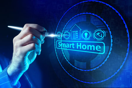 Smart home automation. Installation of smart home automation in modern house. Integration of smart...
