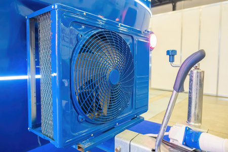 Heat exchanger in production. Cooling equipment. External block of heat exchanger. Heat exchange...