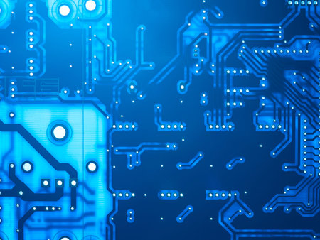 Blue technological background. Background on a computer theme. Computer texture in the form of a...