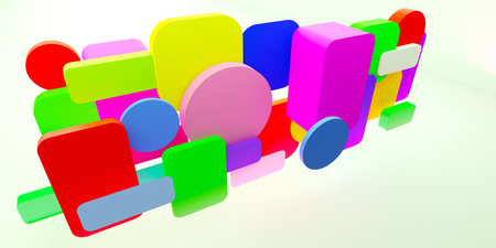 Abstract geometric art. Bright geometric shapes on a light background. A pattern of circles and...