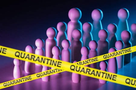 Restricted movement due quarantine. Social subsistence in society. Ban on mass meetings. Concept...