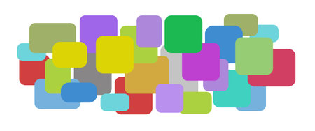 Multicolored geometric background. Rounded rectangles in different colors. Multicolored geometric...